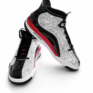 Jordan Dub Zero Graphic Black and White Sneakers with Red Highlights